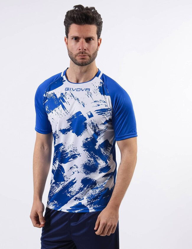 SHIRT ART INTERLOCK M/C AZZURRO/BIANCO