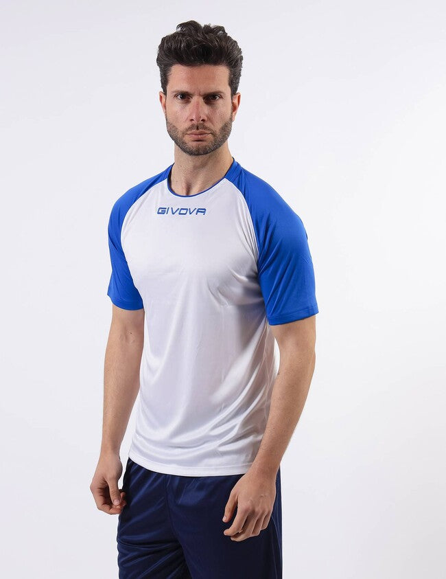 SHIRT CAPO INTERLOCK BIANCO/AZZURRO