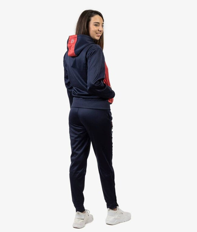 TUTA VISA MELANGE CON CAPPUCCIO POLARFLEECE BLU/ROSSO MELANGE