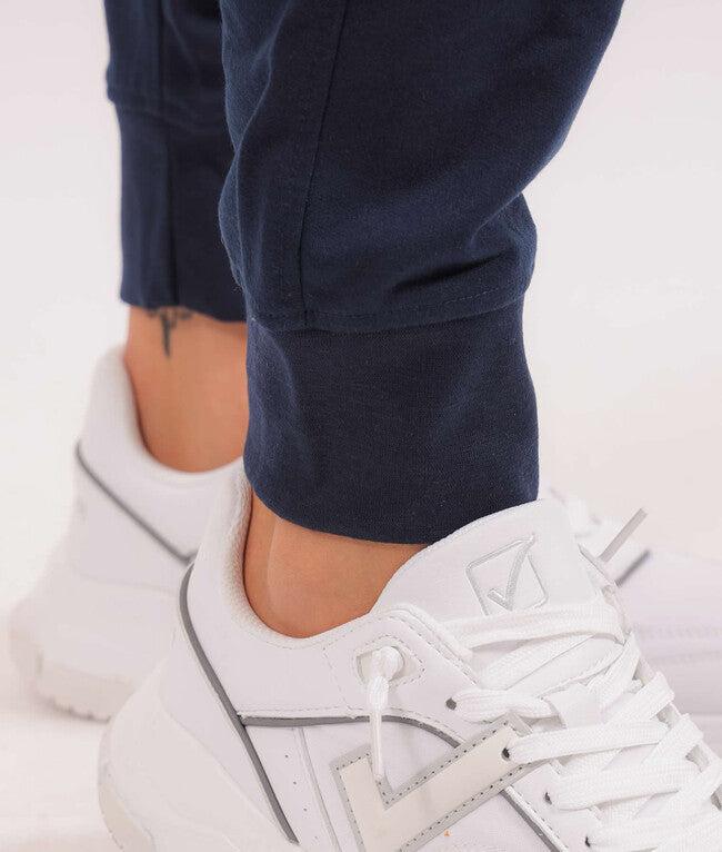 PANTA COTONE MOD. MOON BIG LOGO BLU