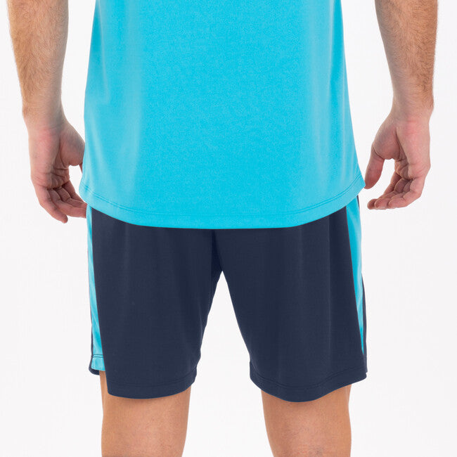 NAVY BLUE-FLUORESCENT TURQUOISE BLUE ACADEMY SHORTS NAVY-TURQUOISE