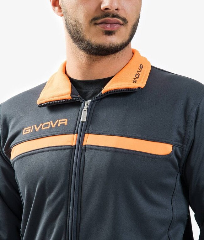 TUTA GIVOVA ONE FULL ZIP POLARFLEECE GRIGIO SCURO/ARANCIO FLUO