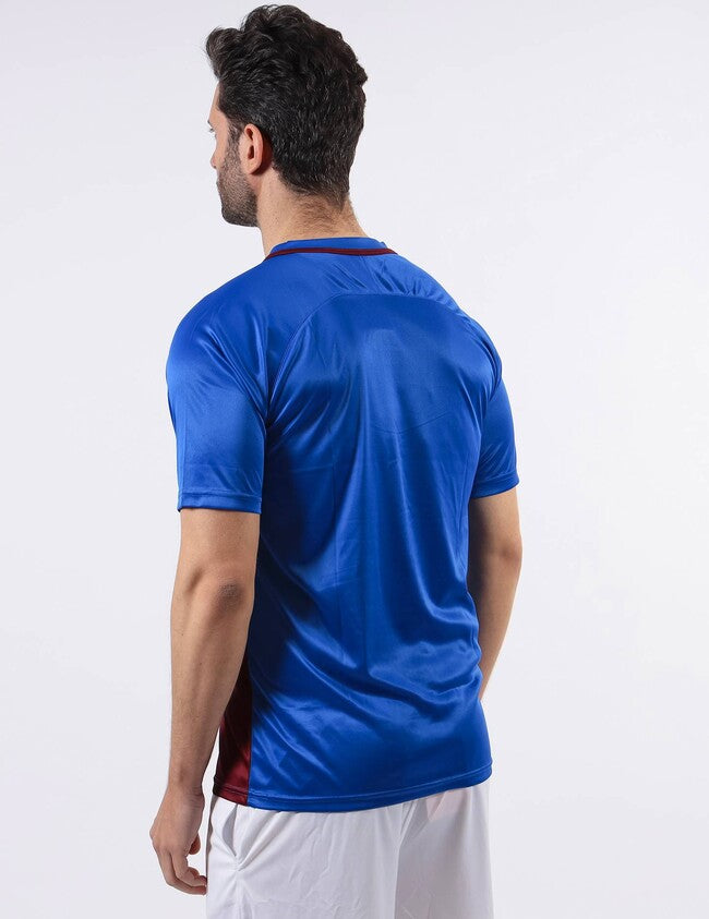 SHIRT STRIPE  M/C INTERLOCK AZZURRO/GRANATA