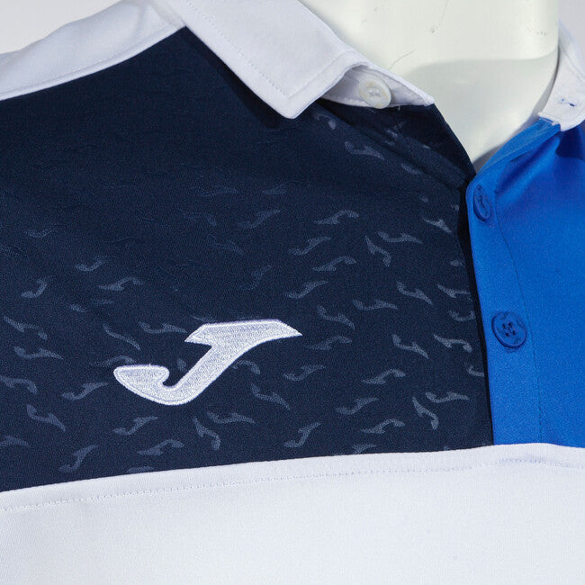 CREW V SHORT SLEEVE POLO WHITE ROYAL NAVY WHITE