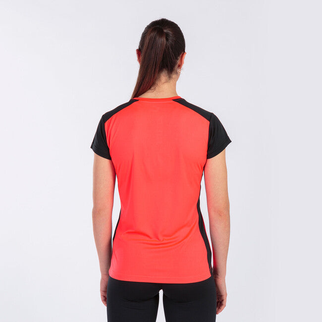 T-SHIRT RECORD II CORAL FLÚOR-NEGRO