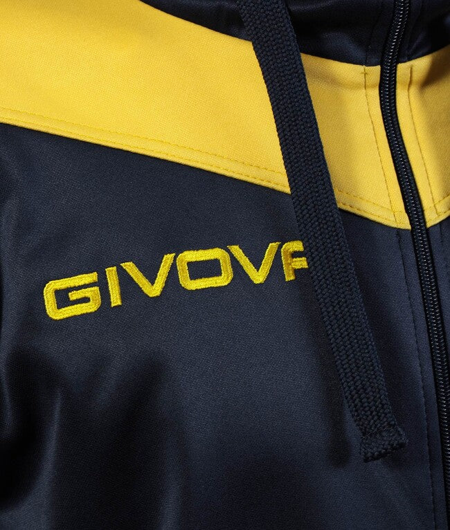 TUTA ROMA CON CAPPUCCIO POLARFLEECE BLU/GIALLO