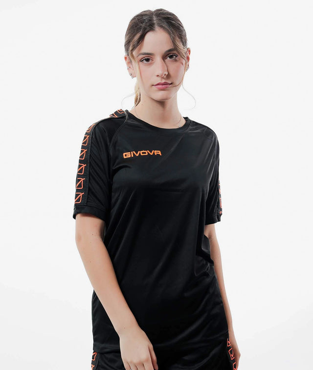 Tričko T-SHIRT POLY BAND čierna-fluo oranžová