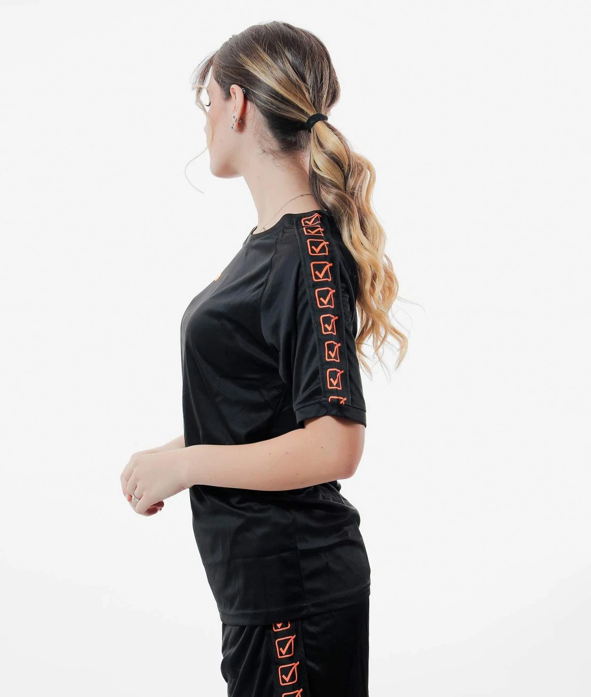 Tričko T-SHIRT POLY BAND čierna-fluo oranžová