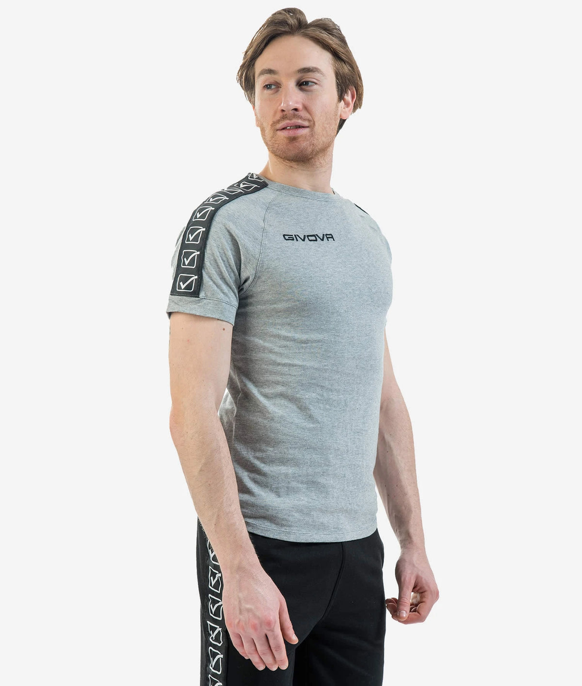 Krátke tričko T-SHIRT COTTON BAND svetlá melanžová šedá