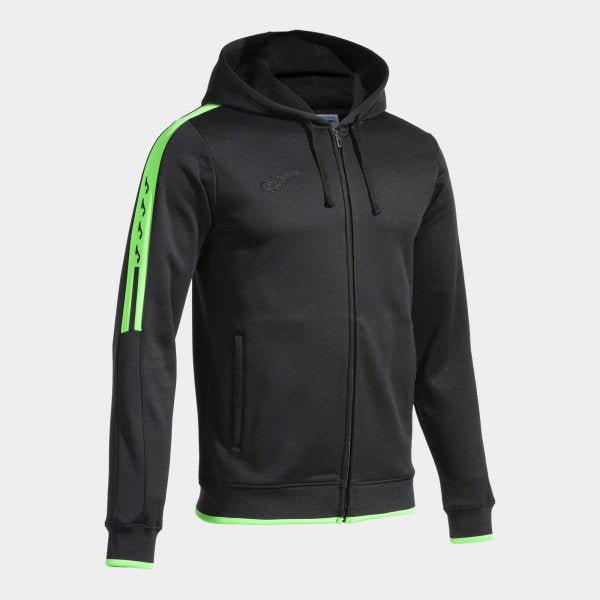 Mikina s kapucňou OLIMPIADA ZIP-UP HOODIE čierna fluo zelená