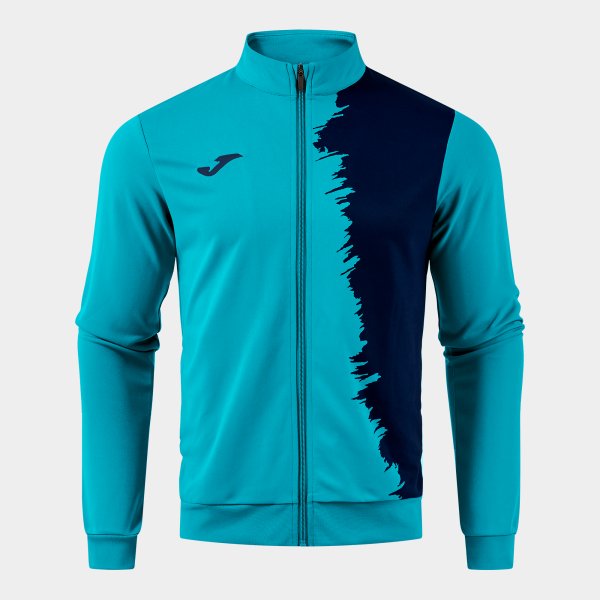 Mikina CITY III FULL ZIP SWEATSHIRT tmavá námornícka modrá - fluo tyrkysová