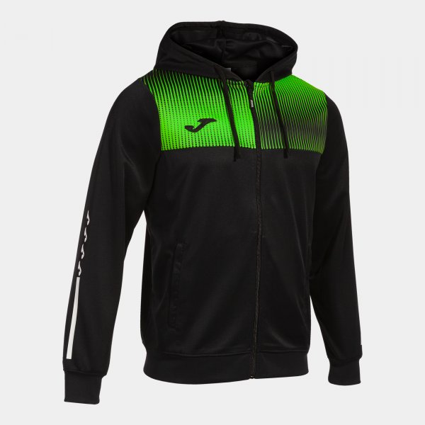 Mikina s kapucňou ECO SUPERNOVA ZIP-UP HOODIE čierna fluo zelená
