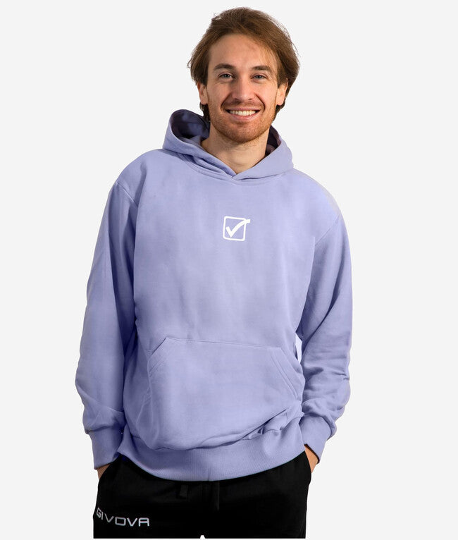 Mikina s kapucňou FELPA CON CAPPUCCIO CUBE modrá french terry-fialová lilla