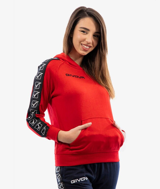 Mikina s kapucňou FELPA CON CAPPUCCIO TERRY BAND červená