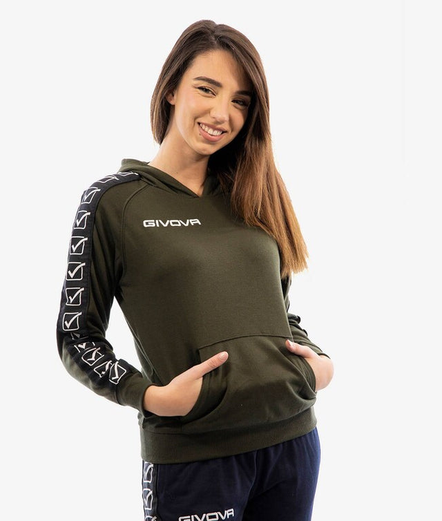 Mikina s kapucňou FELPA CON CAPPUCCIO TERRY BAND vojenská zelená