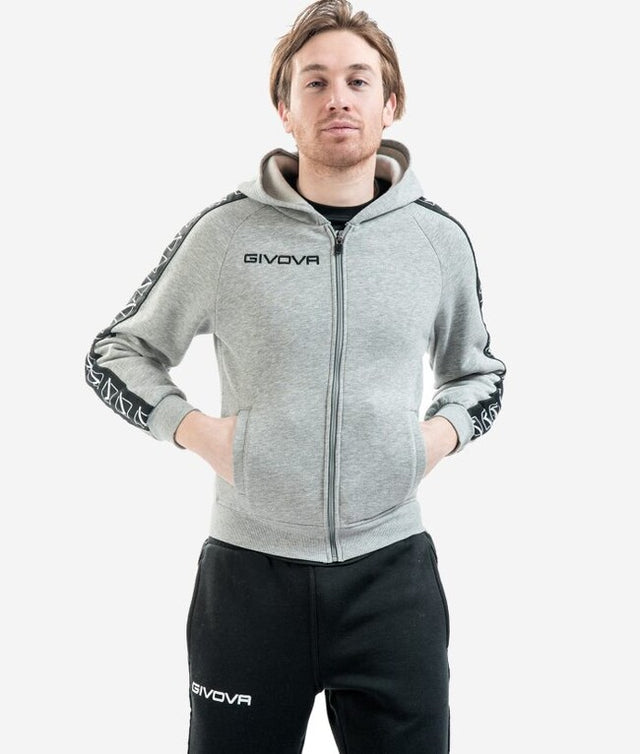 Mikina FELPA FULL ZIP BAND svetlá melanžová šedá