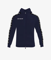 Mikina s kapucňou FELPA FULL ZIP CON CAPPUCCIO TERRY BAND modrá-čierna