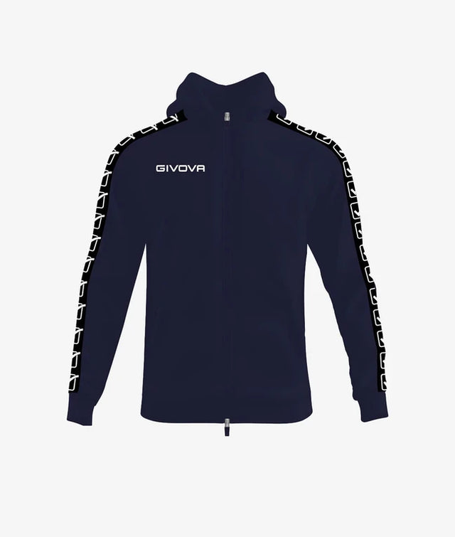 Mikina s kapucňou FELPA FULL ZIP CON CAPPUCCIO TERRY BAND modrá-čierna