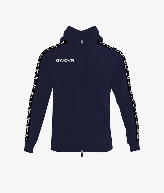 Mikina s kapucňou FELPA FULL ZIP CON CAPPUCCIO TERRY BAND modrá-čierna
