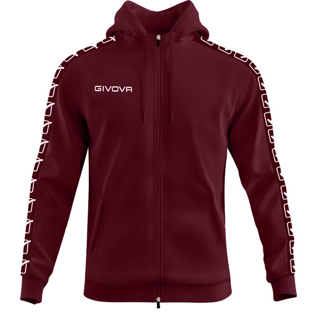 Mikina s kapucňou FELPA FULL ZIP CON CAPPUCCIO TERRY BAND granátová
