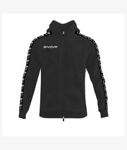 Mikina s kapucňou FELPA FULL ZIP CON CAPPUCCIO TERRY BAND čierna