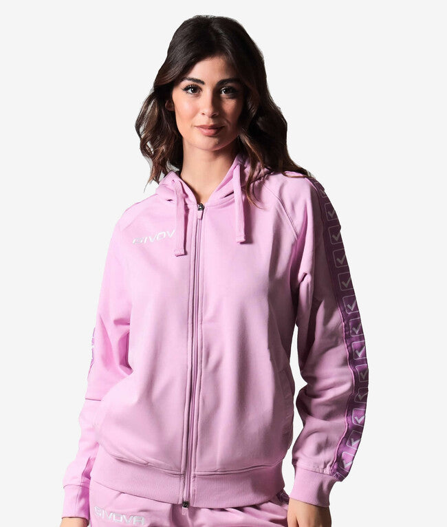 Mikina s kapucňou FELPA FULL ZIP CON CAPPUCCIO TERRY BAND sivoružová