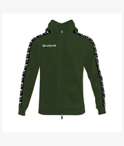 Mikina s kapucňou FELPA FULL ZIP CON CAPPUCCIO TERRY BAND vojenská zelená-čierna