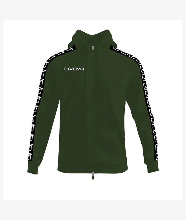 Mikina s kapucňou FELPA FULL ZIP CON CAPPUCCIO TERRY BAND vojenská zelená-čierna