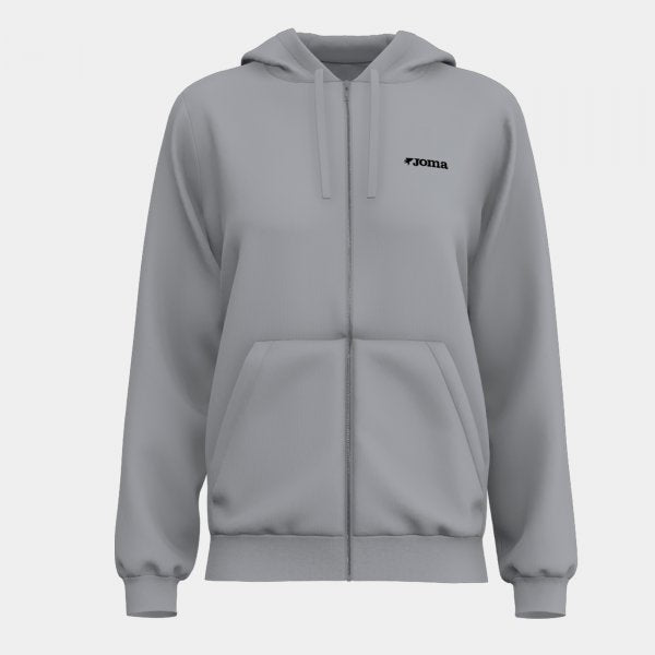 Dámska mikina s kapucňou ZIP-UP HOODIE šedá oranžová fluo