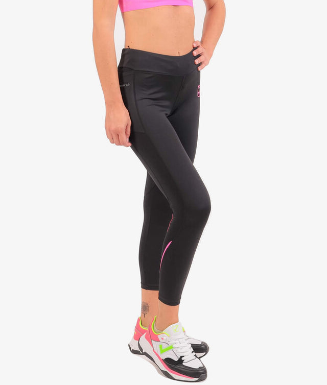 Dámske bežecké nohavice LEGGINGS STYLE DONNA čierna-fuchsiová