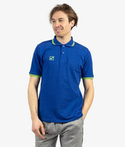 Polo tričko POLO COTONE PIQUET ACTION azúrová modrá-žltá fluo