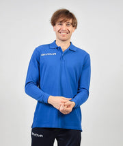 Dlhé polo tričko POLO COTONE PIQUET WINTER azúrová modrá