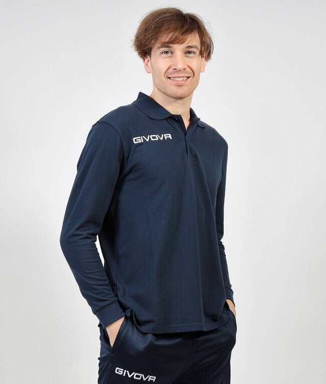 Dlhé polo tričko POLO COTONE PIQUET WINTER modrá