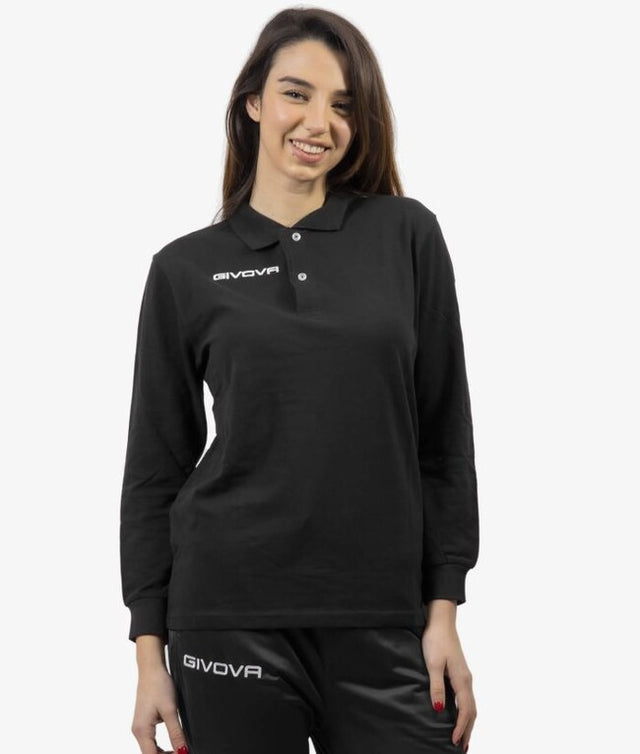 Dlhé polo tričko POLO COTONE PIQUET WINTER čierna