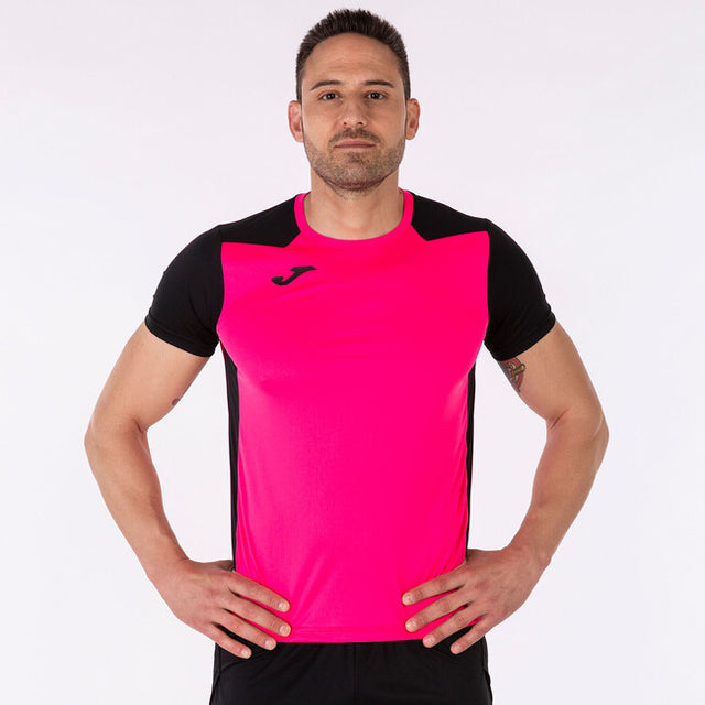 Bežecké tričko T-SHIRT RECORD II SHORT SLEEVE fluo ružová čierna