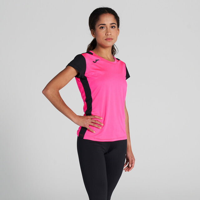Dámske bežecké tričko RECORD II SHORT SLEEVE T-SHIRT fluo ružová čierna