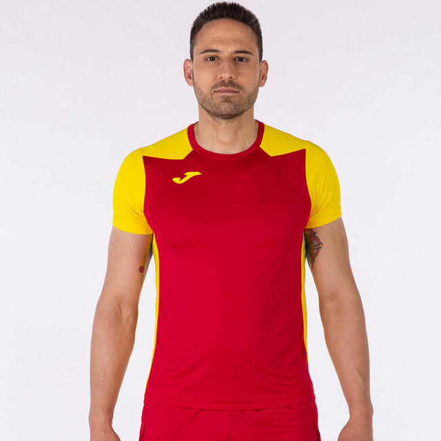 Bežecké tričko T-SHIRT RECORD II SHORT SLEEVE červená žltá