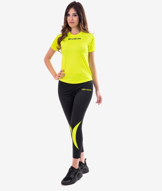 Bežecké nohavice RUNNING LONG PANT čierna-fluo žltá
