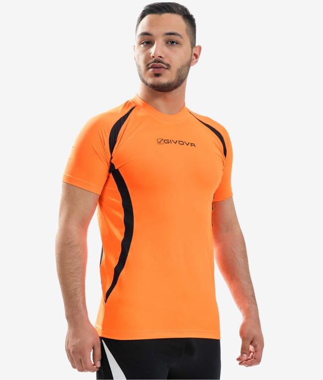 RUNNING SHIRT ARANCIO FLUO/NERO