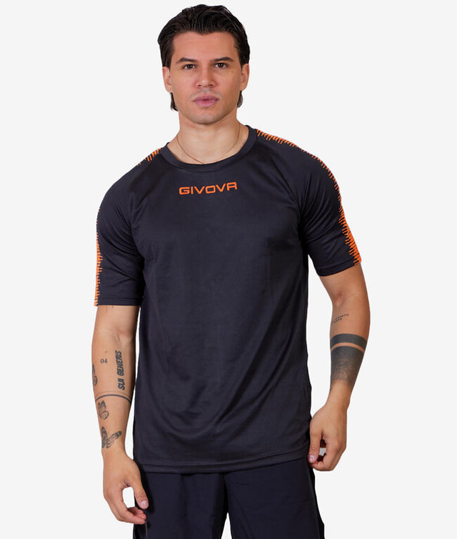 Dres / tričko SHIRT CLUB čierna-fluo oranžová