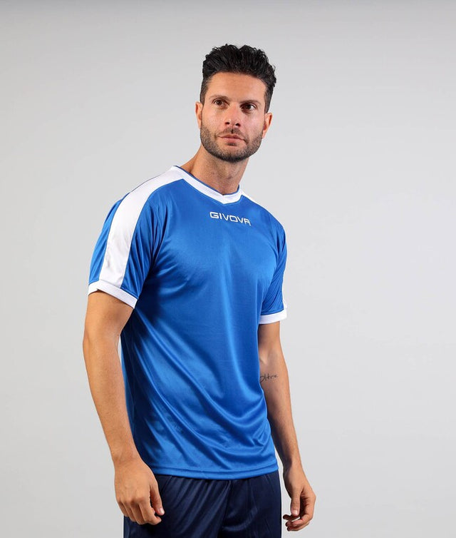 Dres SHIRT REVOLUTION azúrová modrá-biela