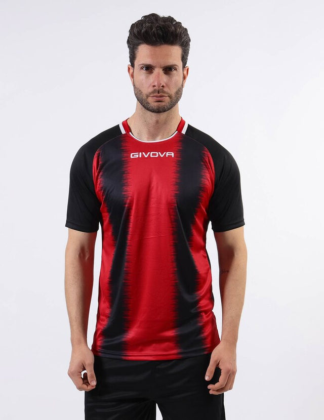 Dres SHIRT STRIPE M/C červená-čierna