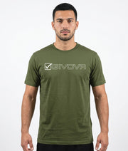 Tričko T-SHIRT COTONE MONDO vojenská zelená-biela
