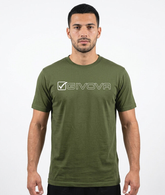 Tričko T-SHIRT COTONE MONDO vojenská zelená-biela