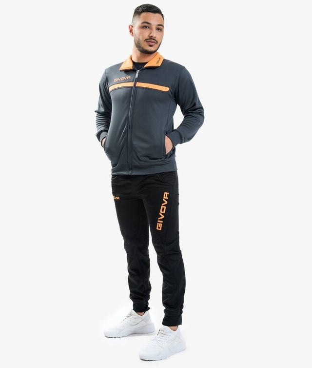 Súprava TUTA GIVOVA ONE FULL ZIP POLARFLEECE tmavo sivá-fluo oranžová