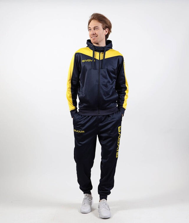 Súprava s kapucňou TUTA ROMA CON CAPPUCCIO POLARFLEECE modrá-žltá