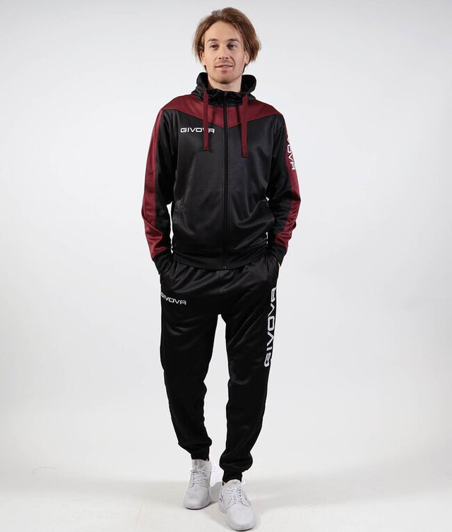 Súprava s kapucňou TUTA ROMA CON CAPPUCCIO POLARFLEECE čierna-granátová